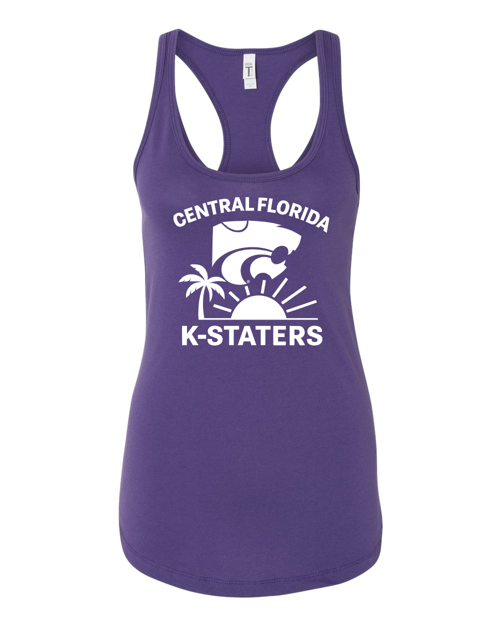 Women's Ideal Racerback Tank Top Purple Rush front mockup