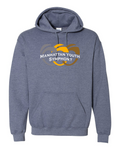 Unisex Heavy Blend™ Hooded Sweatshirt Heather Dark Navy front mockup