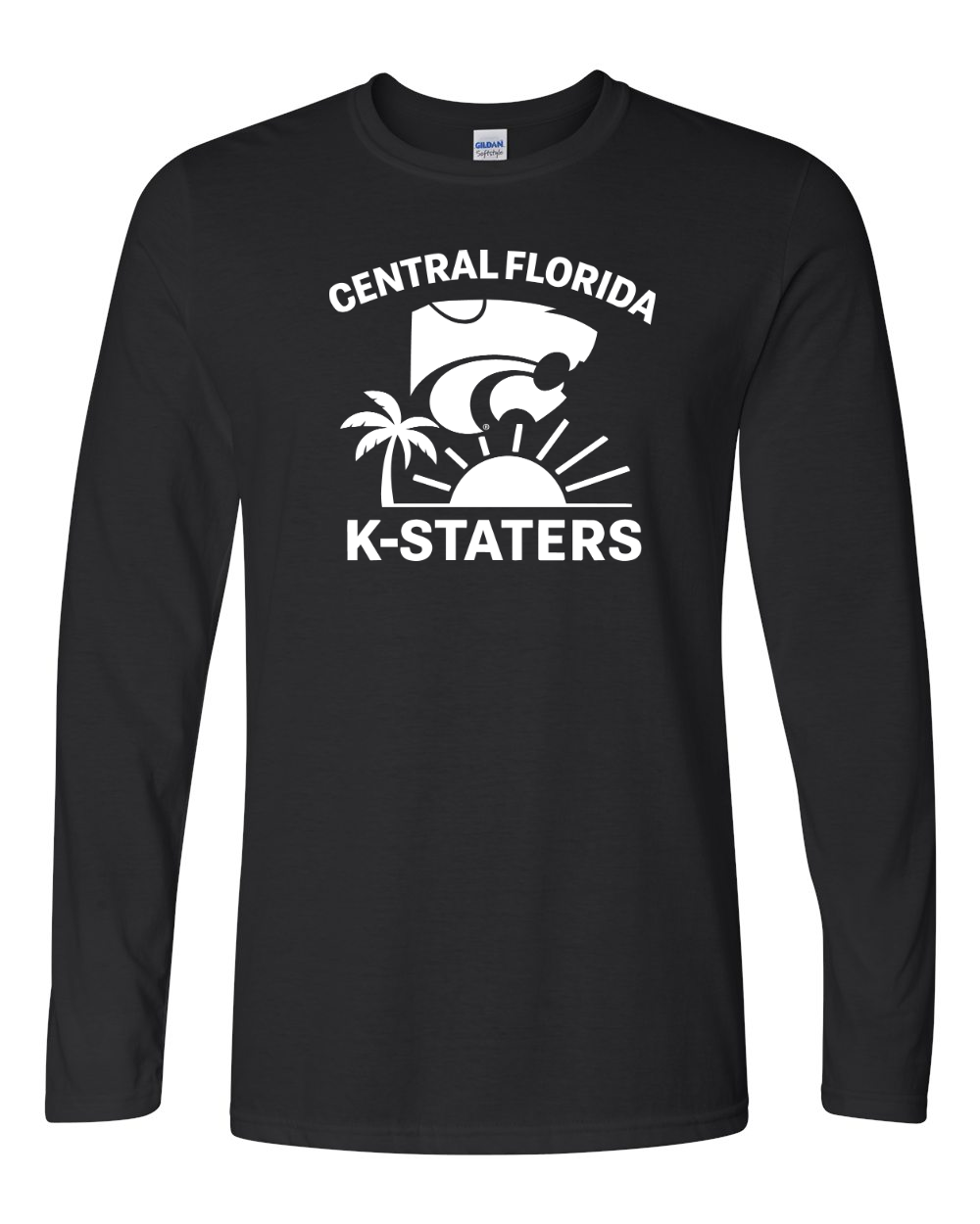 Gildan Unisex Softstyle® Long Sleeve T-Shirt Black front mockup