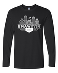 Gildan Unisex Softstyle® Long Sleeve T-Shirt Black front mockup