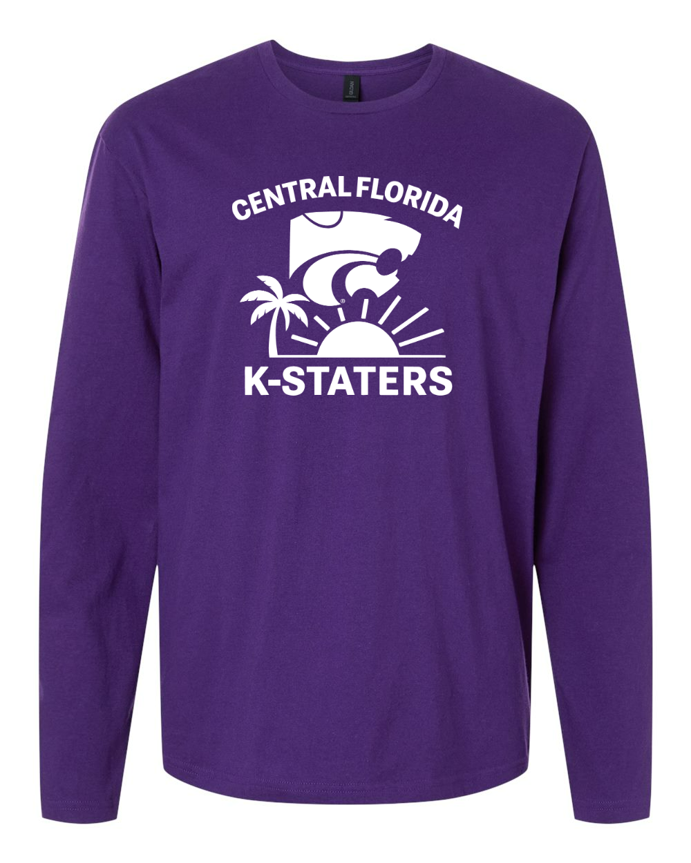 Gildan Unisex Softstyle® Long Sleeve T-Shirt Purple front mockup