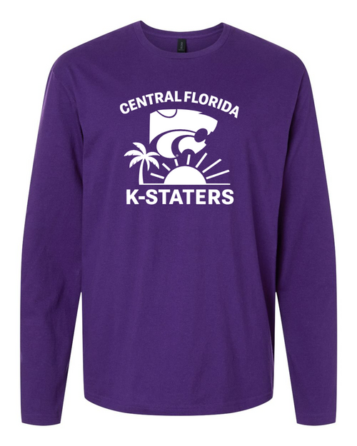 Gildan Unisex Softstyle® Long Sleeve T-Shirt Purple front mockup