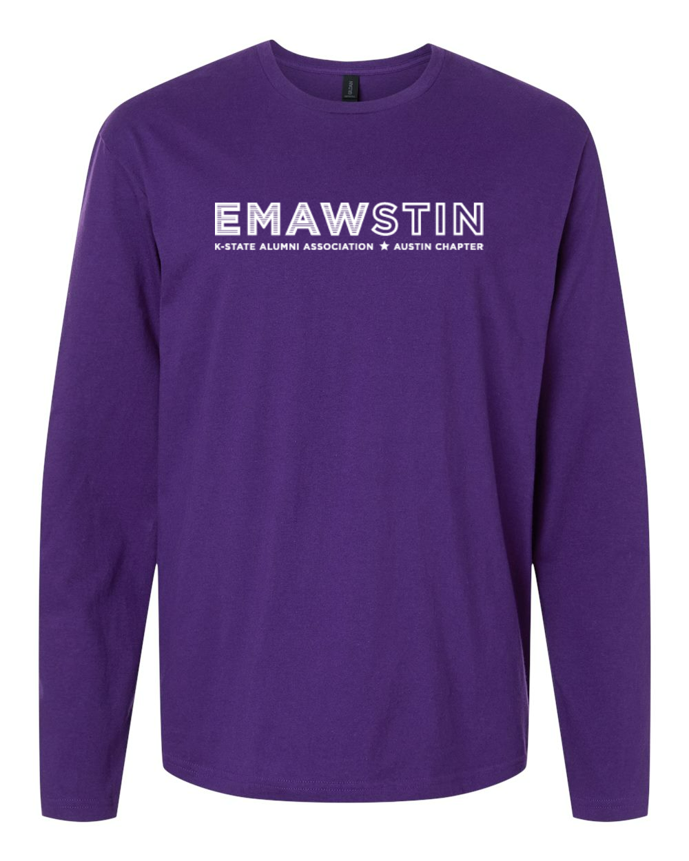 Gildan Unisex Softstyle® Long Sleeve T-Shirt Purple front mockup
