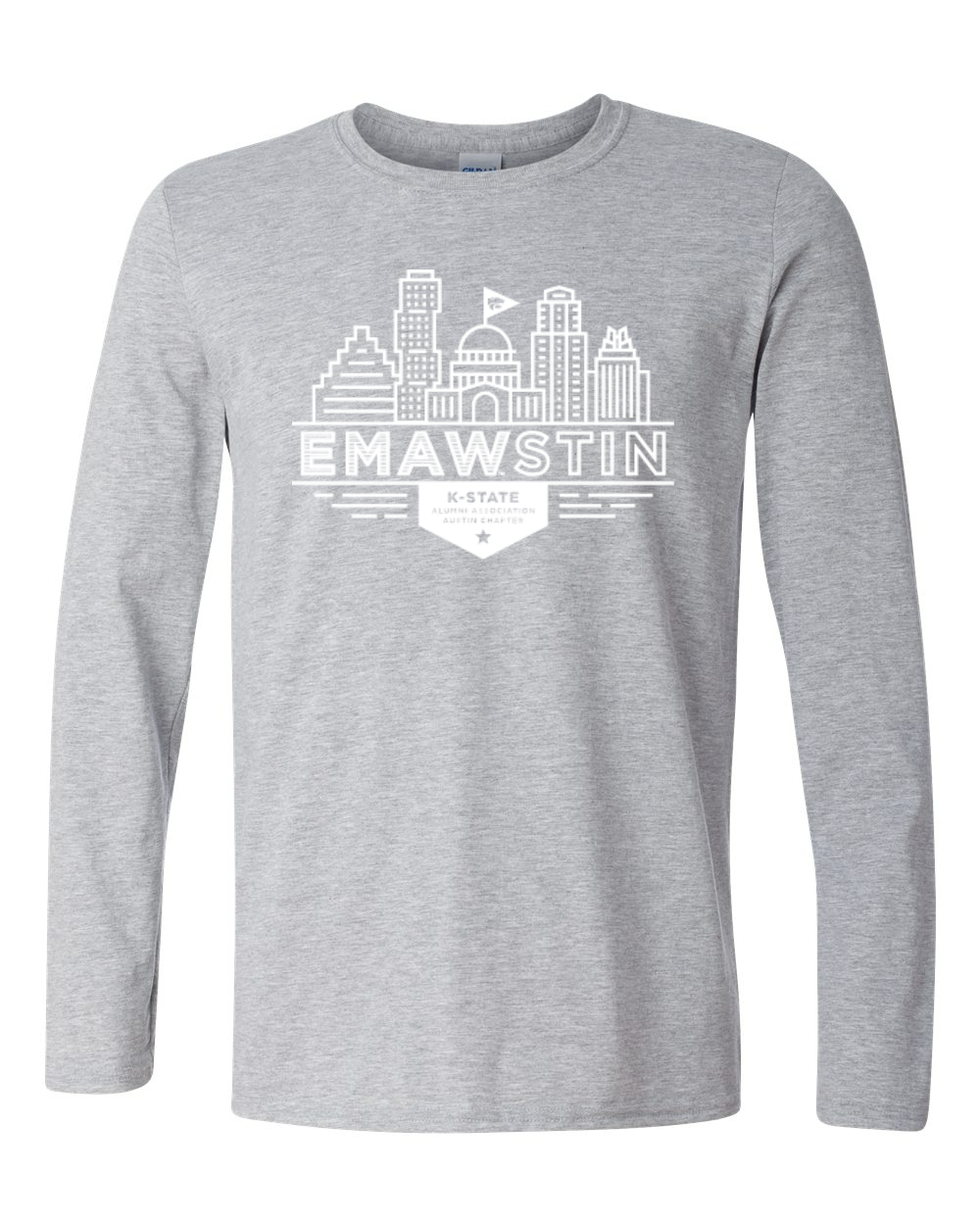 Gildan Unisex Softstyle® Long Sleeve T-Shirt Sport Grey front mockup