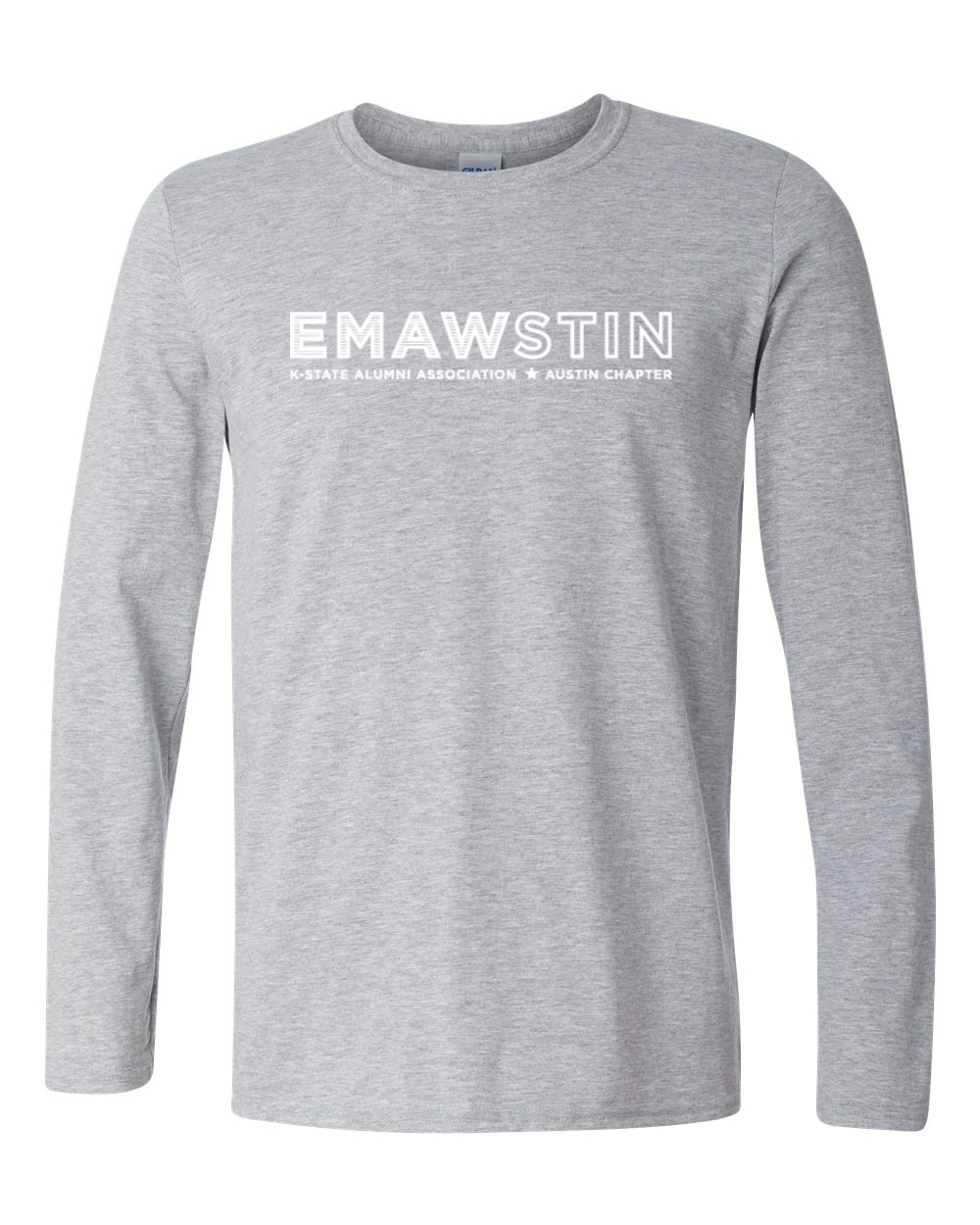 Gildan Unisex Softstyle® Long Sleeve T-Shirt Sport Grey front mockup