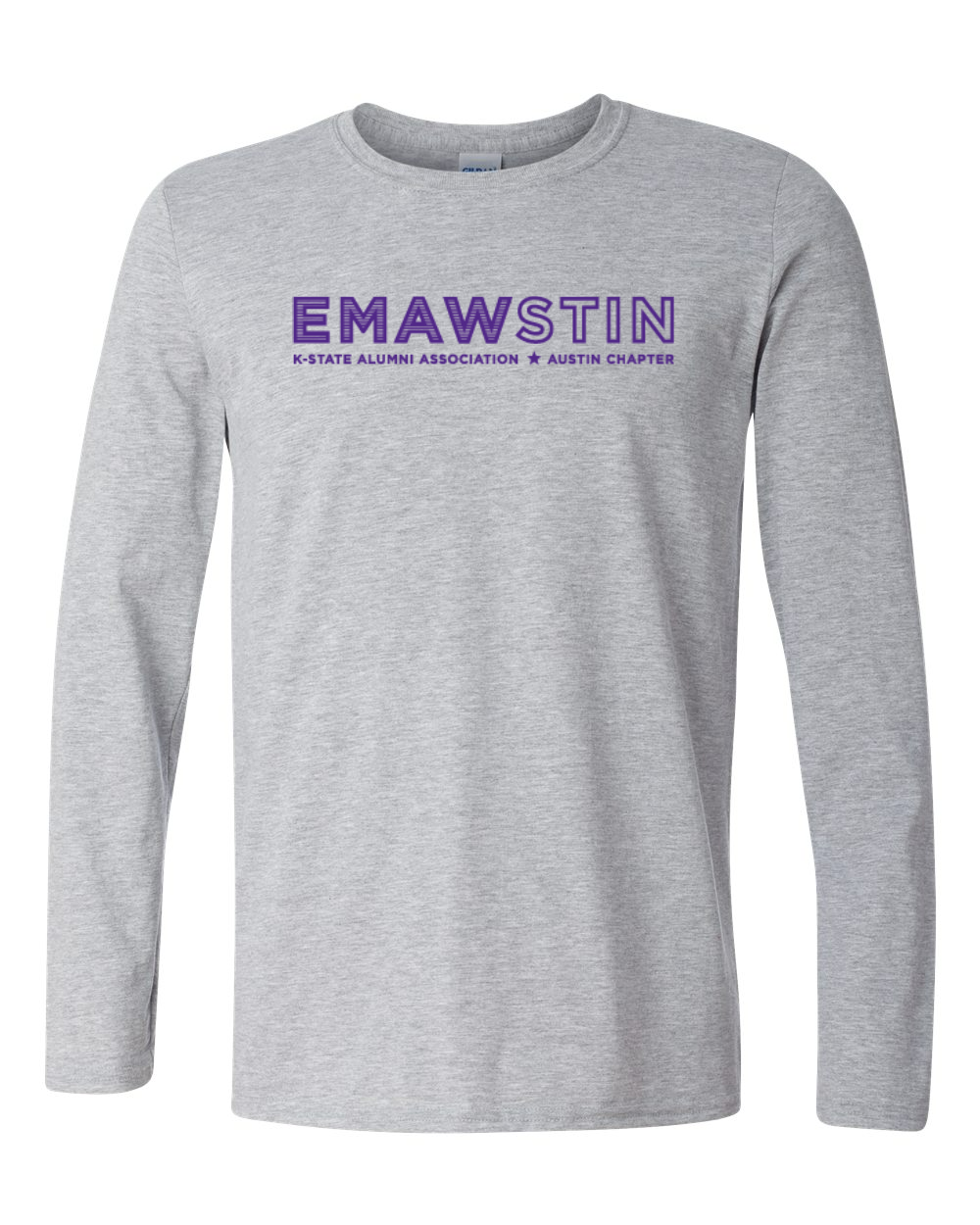 Gildan Unisex Softstyle® Long Sleeve T-Shirt Sport Grey front mockup