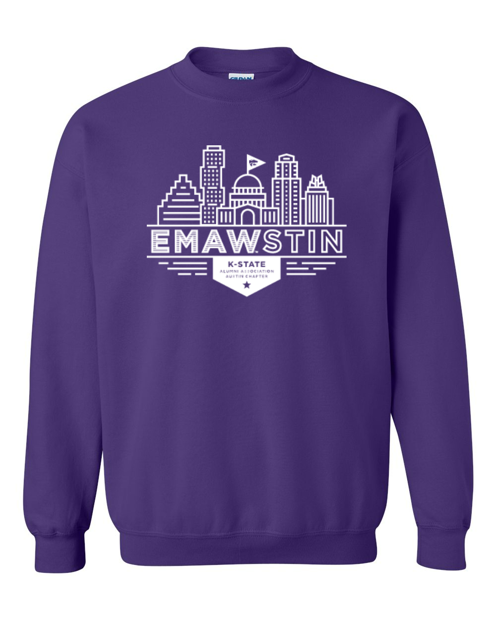 Gildan Unisex Heavy Blend™ Crewneck Sweatshirt Purple front mockup
